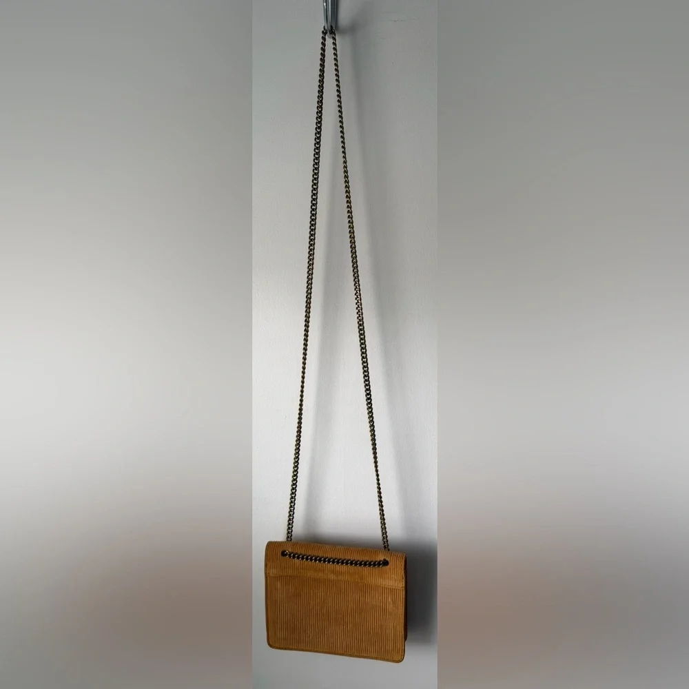 Madewell The Chain Crossbody Bag in Boutique Gold Corduroy Suede